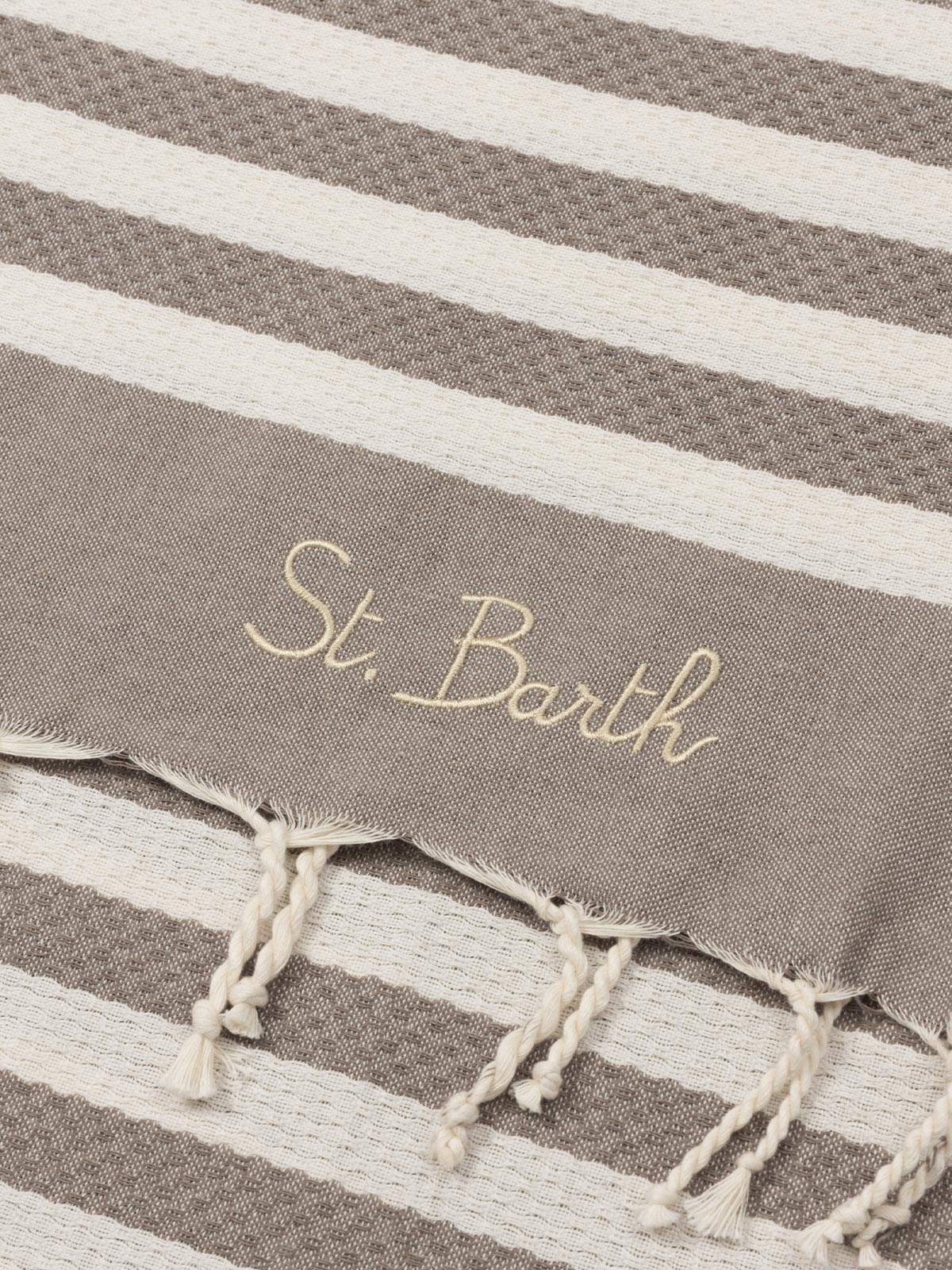 Telo mare Fouta in cotone con stampa a righe marroni