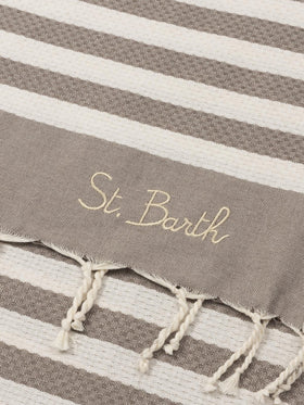 Telo mare Fouta in cotone con stampa a righe marroni
