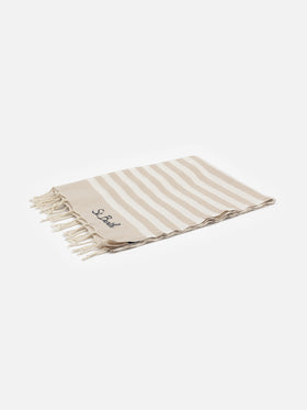 Foutas beach towel with beige and white stripes
