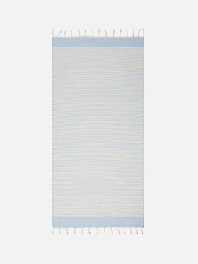 Foutas beach towel with small light blue and white stripes