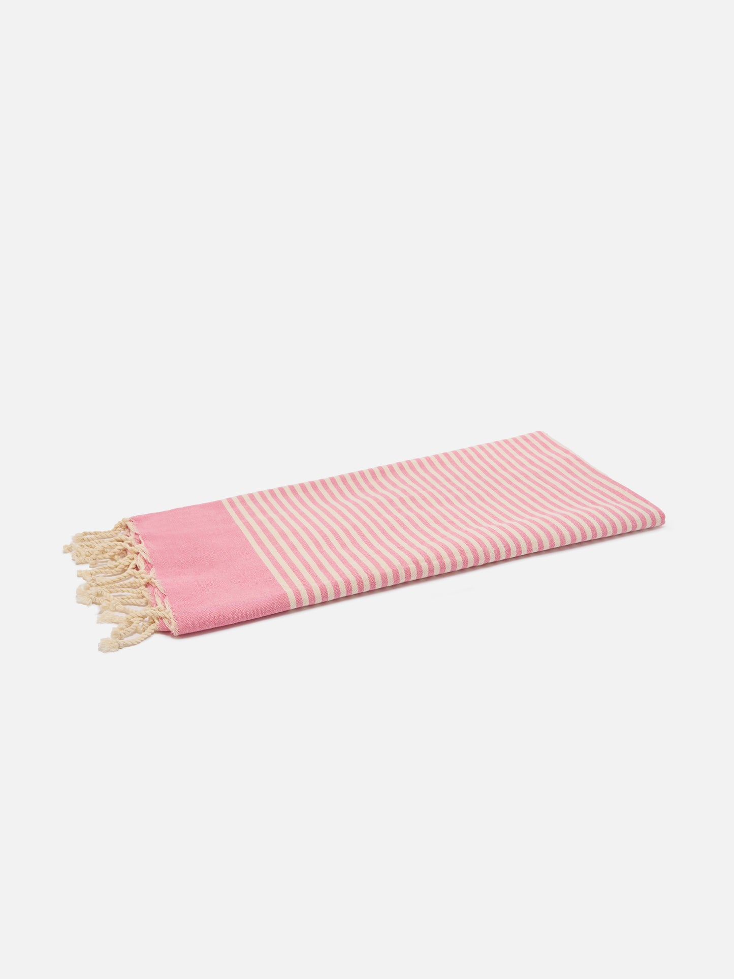 Foutas beach towel with small pink and white stripes