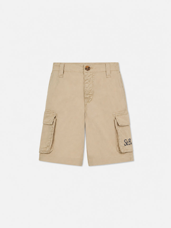 Short cargo garçon en coton beige 