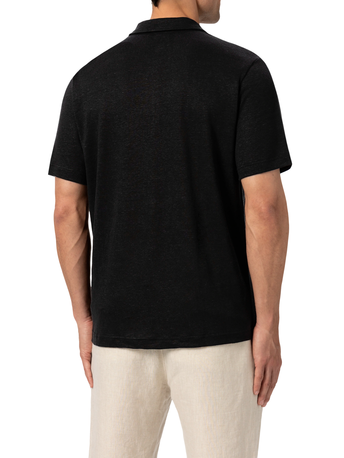Schwarzes Leinen-Poloshirt Fraser