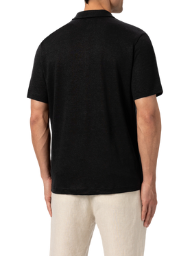 Schwarzes Leinen-Poloshirt Fraser