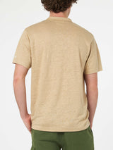 Man beige linen polo shirt Fraser