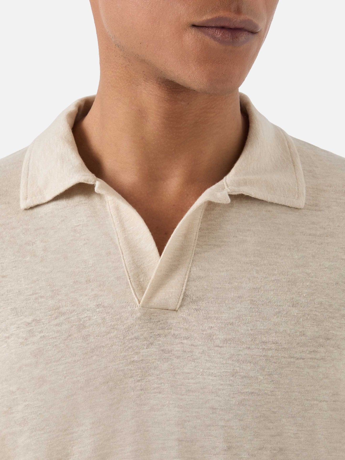 Beige Fraser polo in pure linen solid color