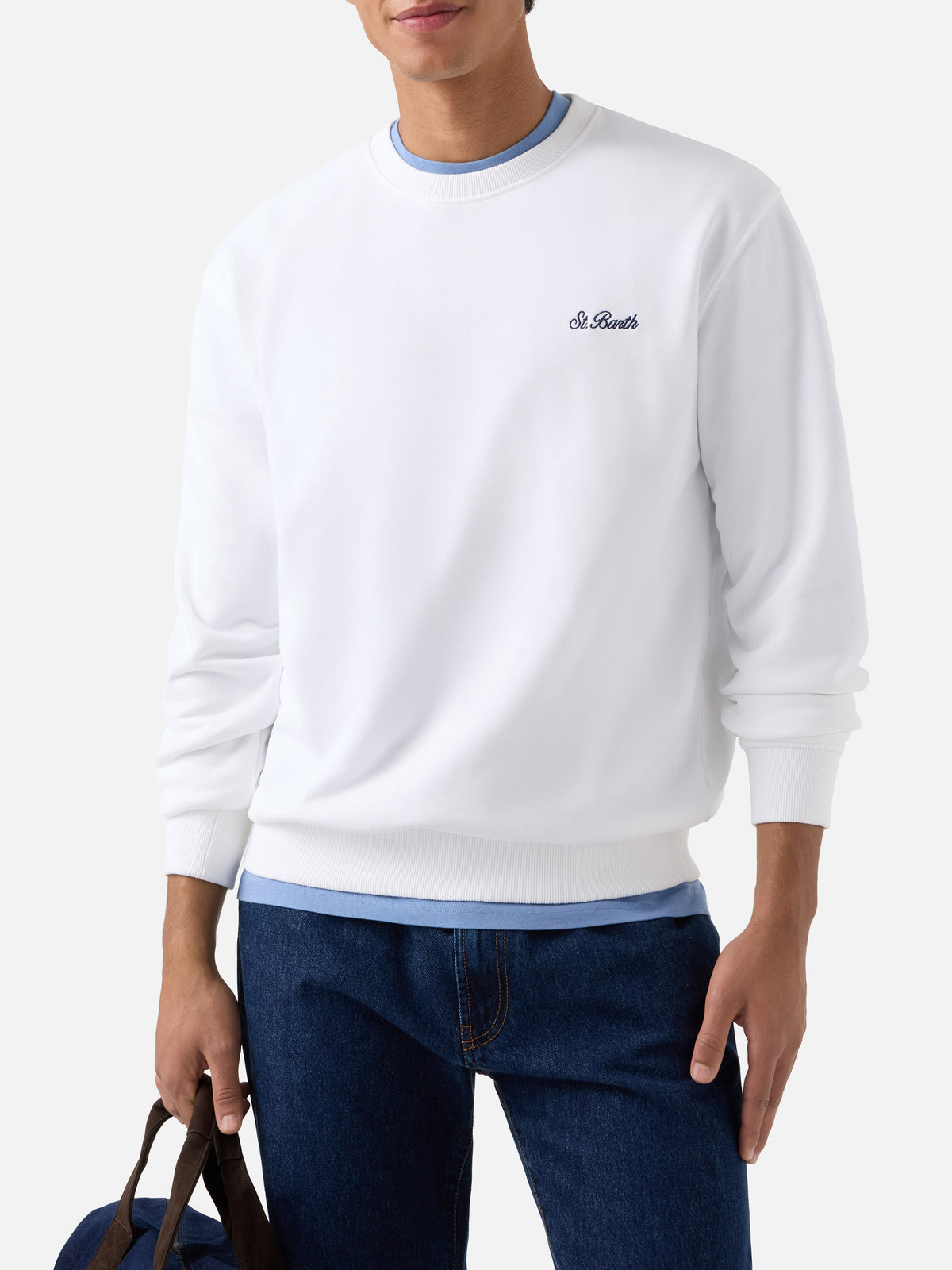 Sudadera de cuello redondo Fourseason en algodón blanco 