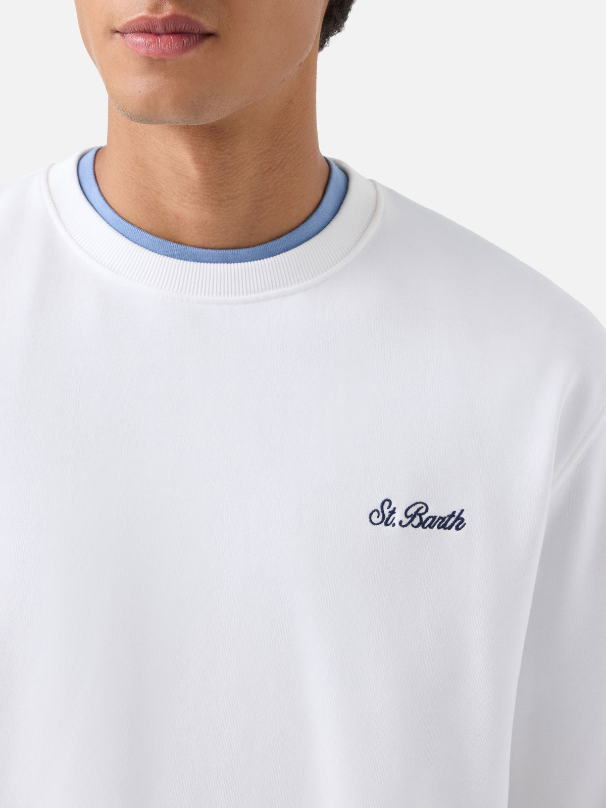 Sudadera de cuello redondo Fourseason en algodón blanco 