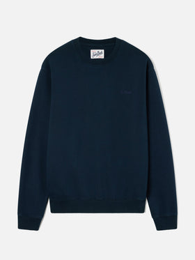 Sudadera de algodón Fourseason Navy blue con bordado del logo 
