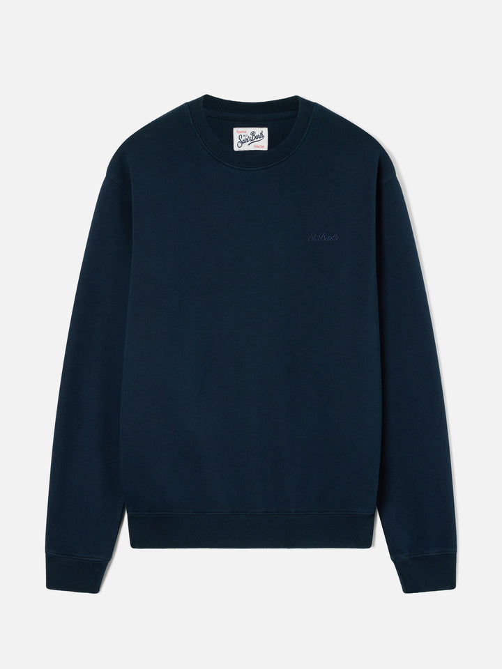 Navy blue Fourseason cotton sweatshirt with logo embroidery
