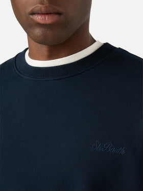 Sudadera de algodón Fourseason Navy blue con bordado del logo 