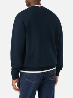 Sudadera de algodón Fourseason Navy blue con bordado del logo 