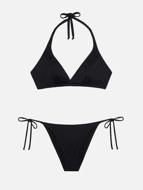 Schwarze klassische Badehose „Virgo“ – schwarzes Dreieck-Bralette-Oberteil „Gaia“