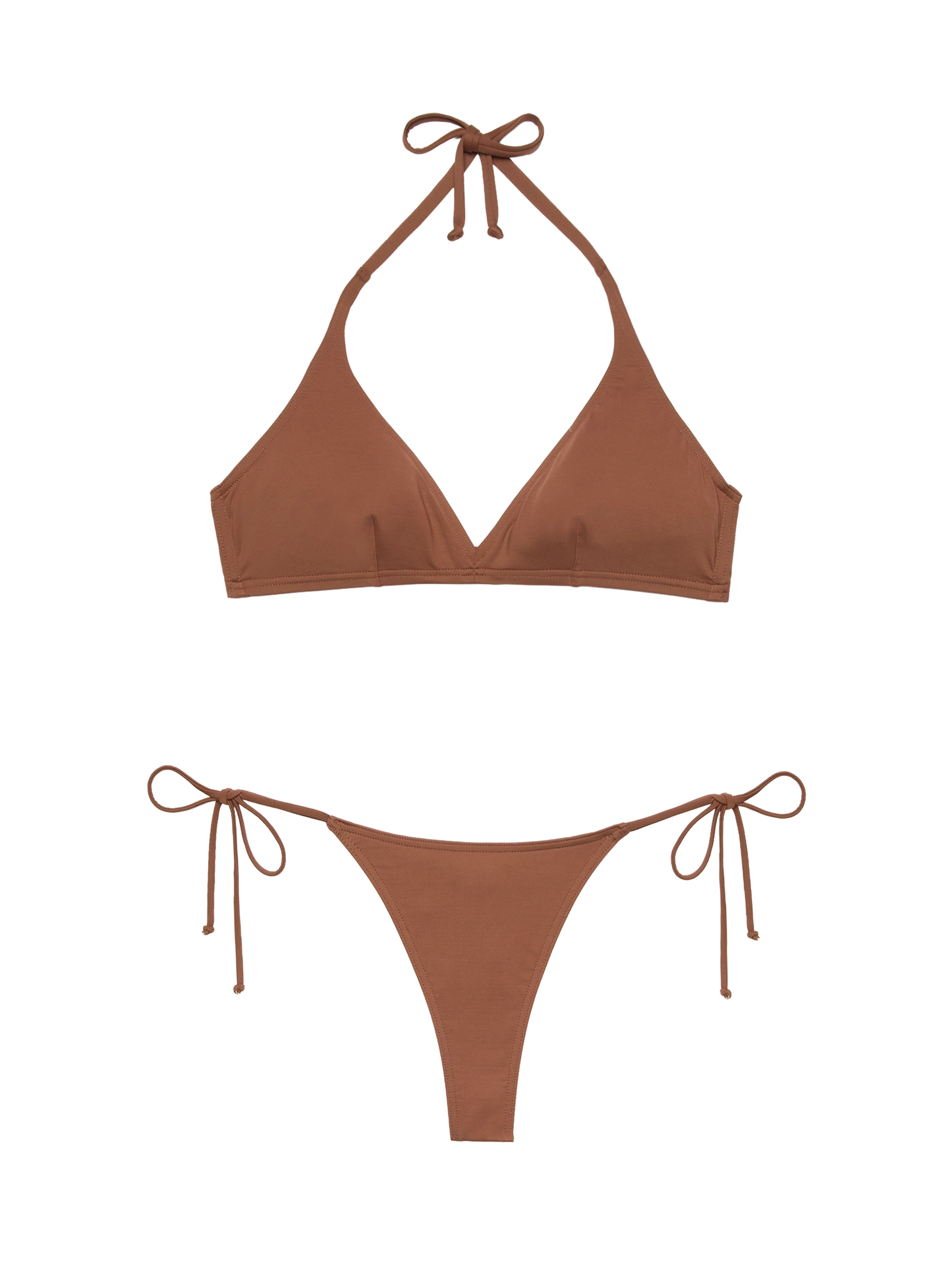 Gaia Norah brown bikini with triangle top and cheeky swim briefs - MC2 Saint Barth