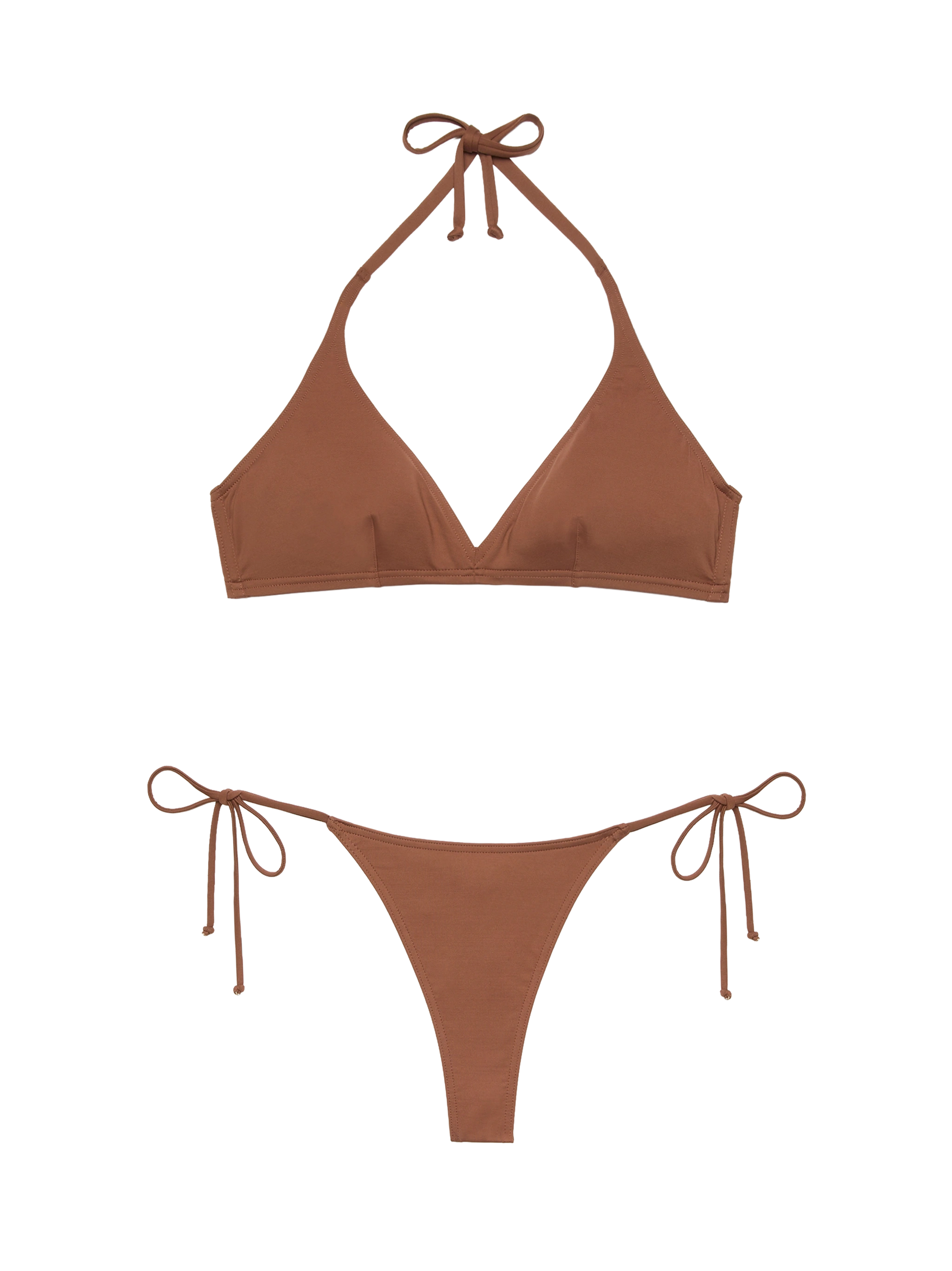 Gaia Norah brown bikini with triangle top and cheeky swim briefs - MC2 Saint Barth
