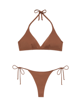 Gaia Norah brown bikini with triangle top and cheeky swim briefs - MC2 Saint Barth