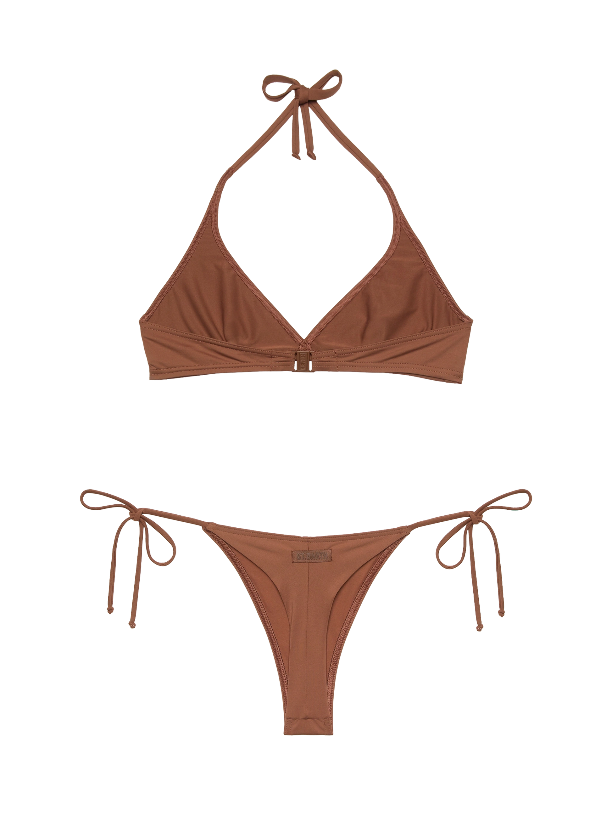 Gaia Norah brown bikini with triangle top and cheeky swim briefs - MC2 Saint Barth