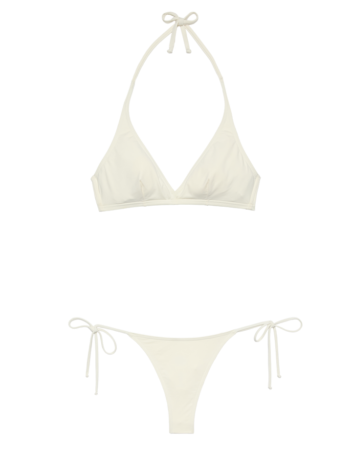 Gaia top bralette triangolo crema - Norah slip mare cheekiest crinkle rosa