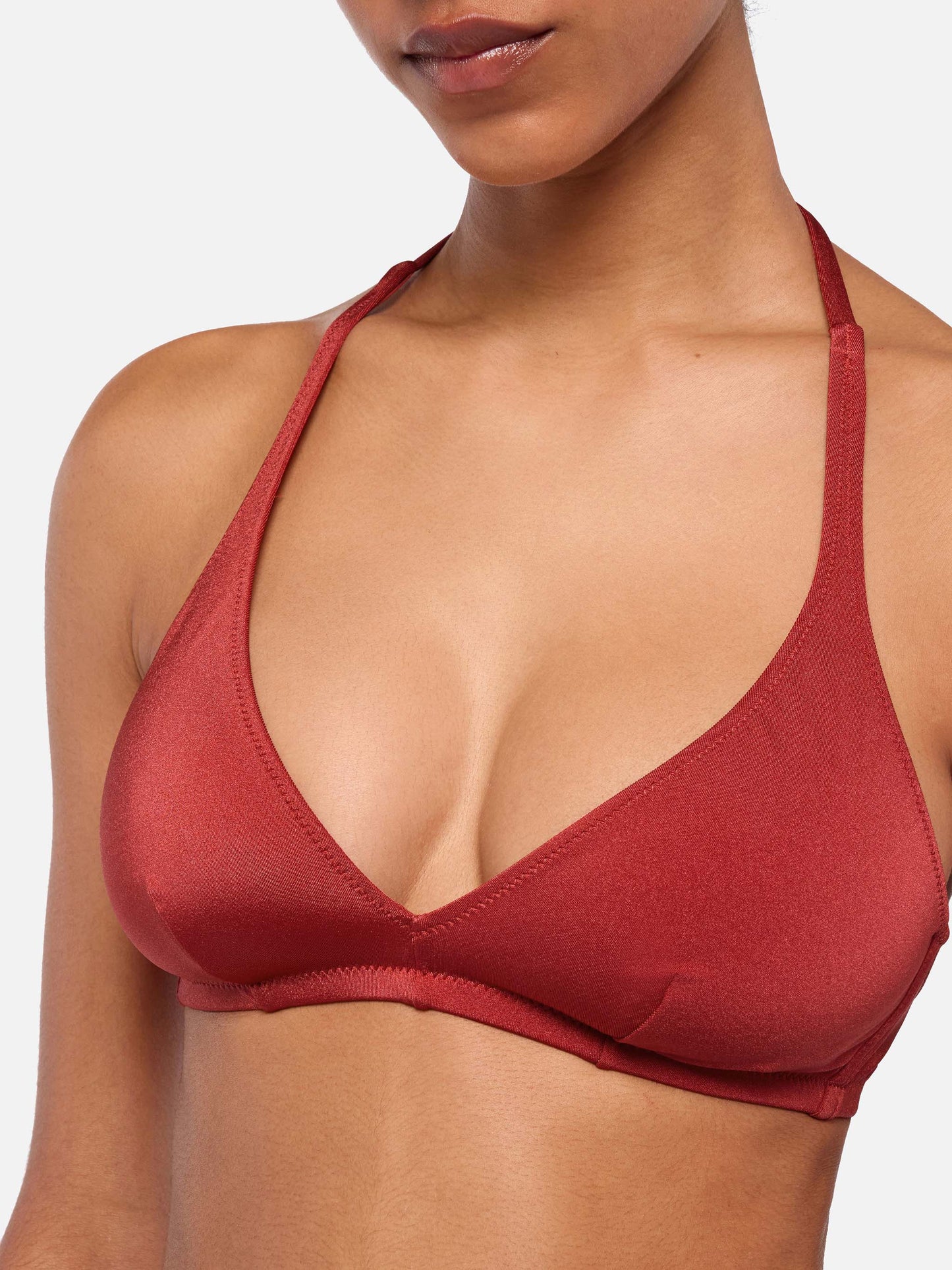 Bikini bralette a triangolo classico Gaia Yali  color mattone shimmer