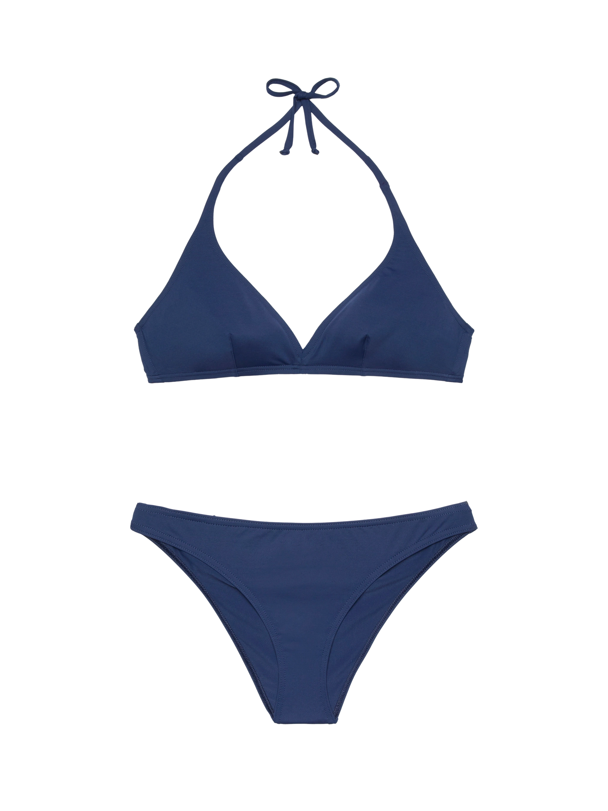 Maia high-waist navy blue swim briefs - Gaia navy blue triangle bralette top - MC2 Saint Barth
