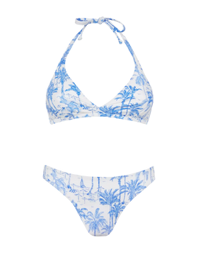 Bikini a bralette Gaia Maia con stampa toile de jouy