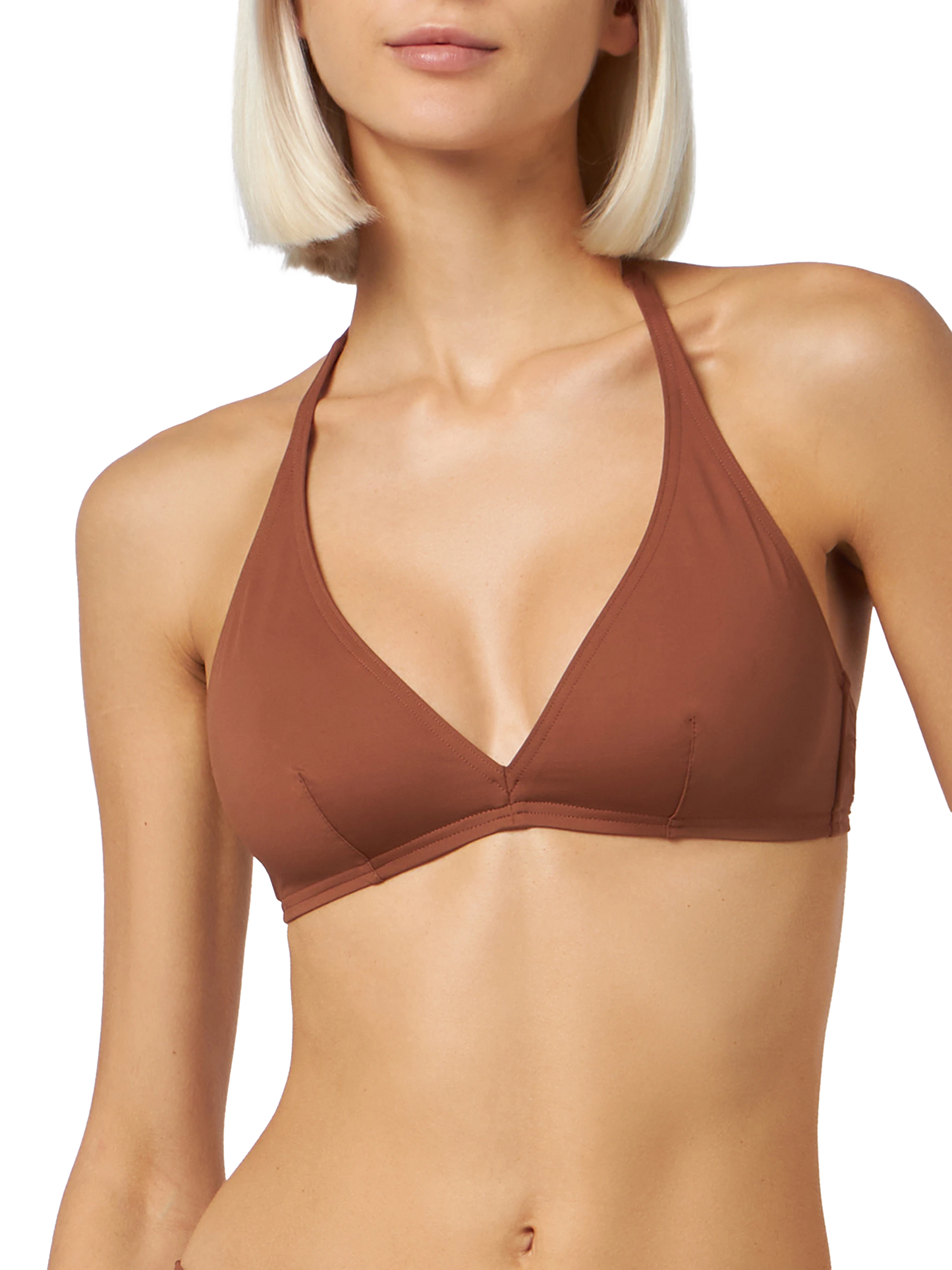 Woman triangle bralette brown top Gaia