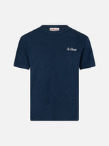 Marineblaues Frottee-T-Shirt Gary für Jungen mit St. Barth-Stickerei