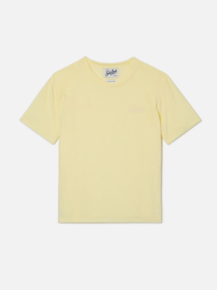T-shirt Gary Jr in tessuto effetto spugna giallo con logo ricamato