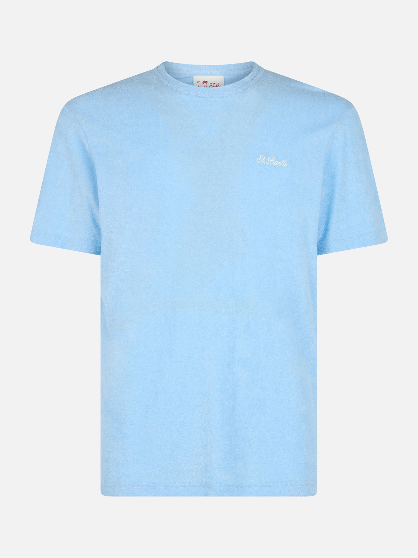 Hellblaues Frottee-T-Shirt Gary für Herren mit St. Barth-Stickerei