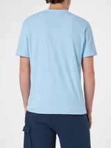 T-shirt da uomo azzurra in spugna Gary con ricamo St. Barth