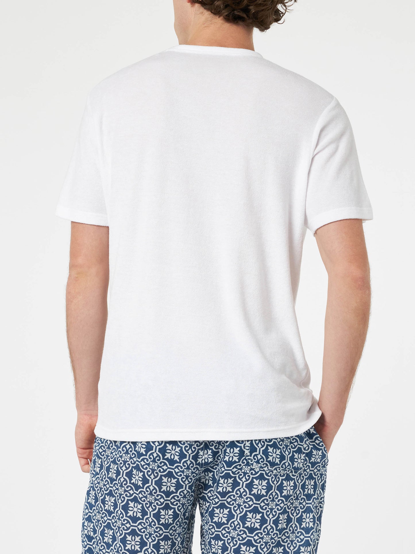 Weißes Frottee-T-Shirt Gary mit St. Barth-Stickerei