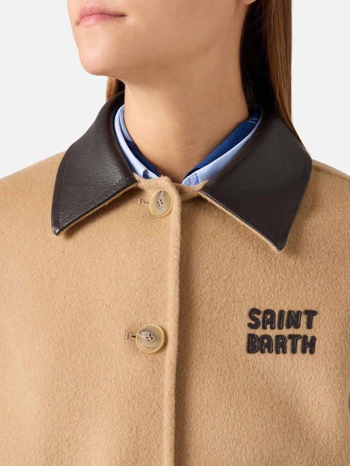 Giacca Glacienne beige in misto lana con patch logo