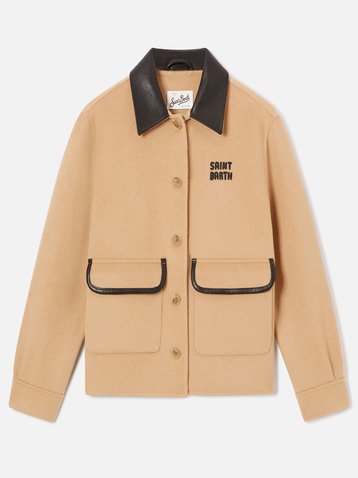 Giacca Glacienne beige in misto lana con patch logo