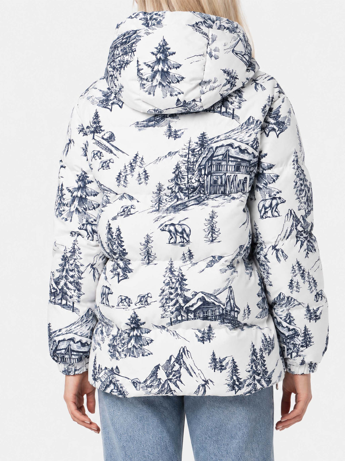 Geneve toile de jouy hooded down jacket