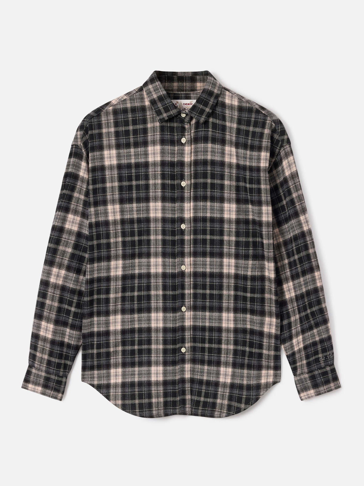 Gigy flannel shirt with tartan pattern and logo embroidery
