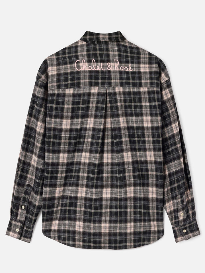 Gigy flannel shirt with tartan pattern and logo embroidery