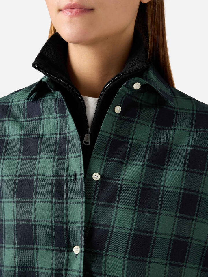 Camicia Gigy verde in flanella di cotone con motivo buffalo check e ricamo Après Chic