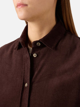 Chemise Gigy en velours côtelé de coton marron foncé avec logo en strass 