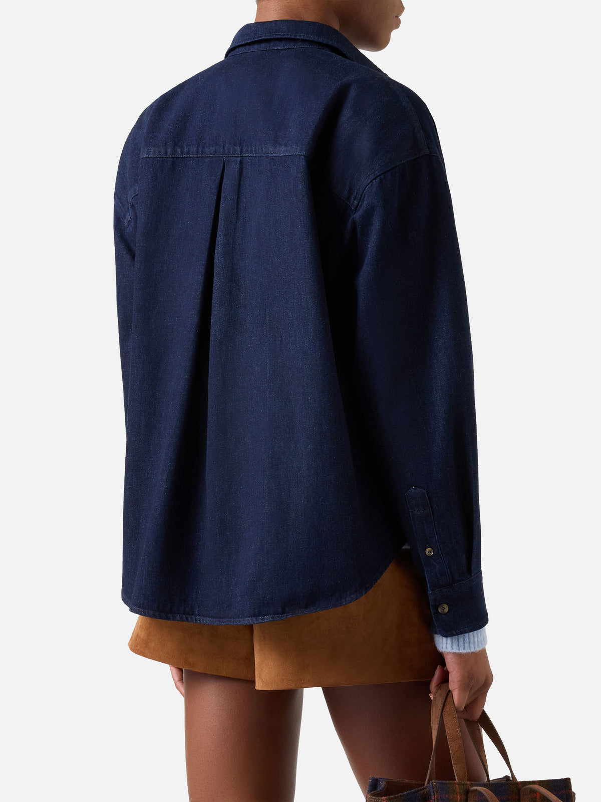 Blue Chemise Gigy en denim de coton avec broderie caniche 