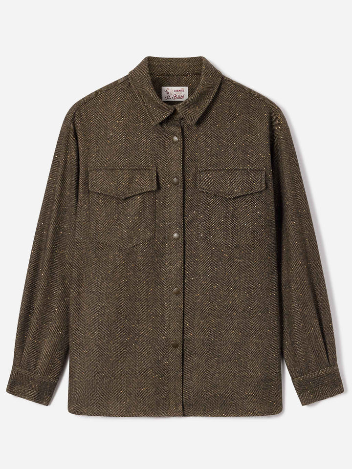 Cambry wool blend overshirt with herringbone pattern