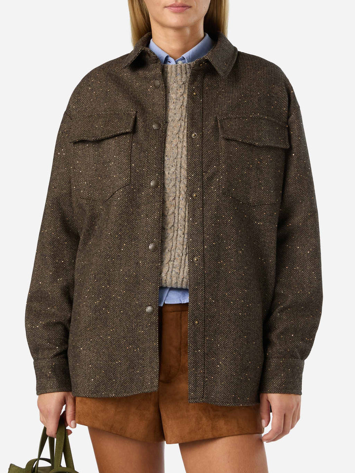 Cambry wool blend overshirt with herringbone pattern