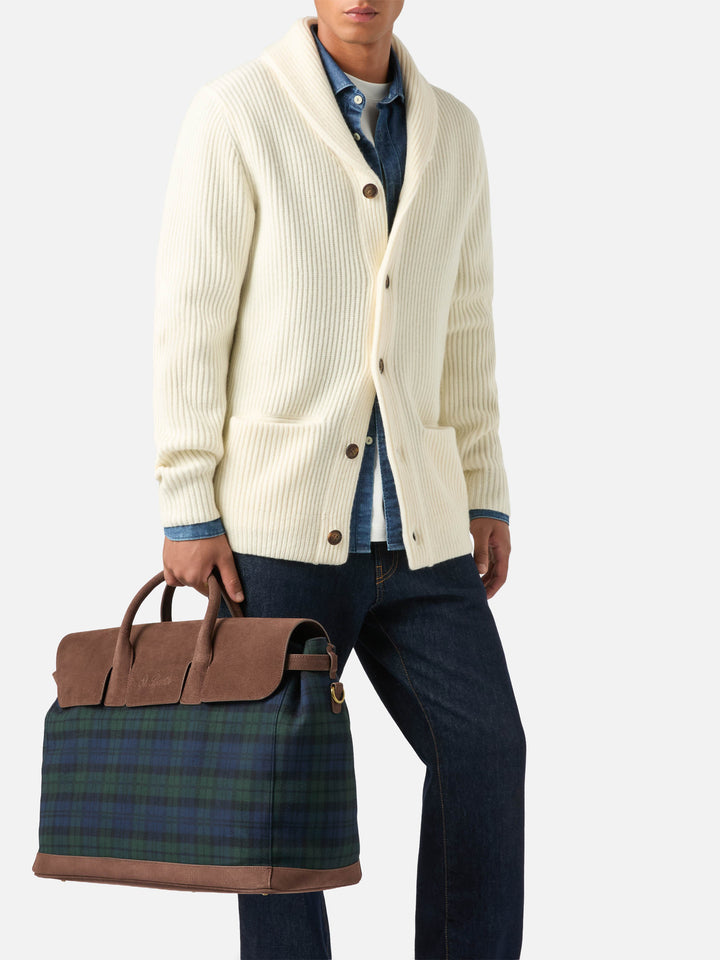 Bolsa de viaje para caballero con estampado tartán 