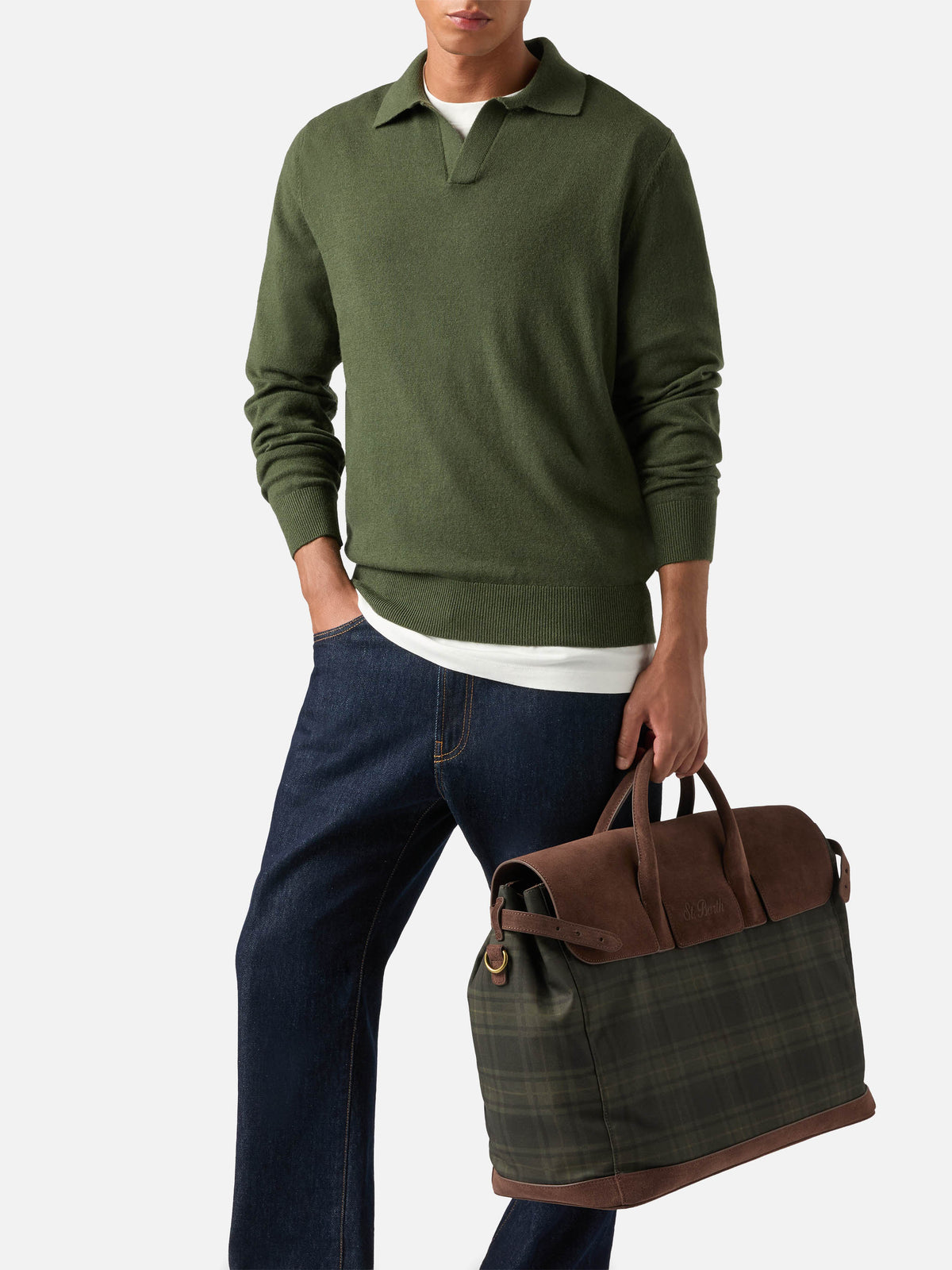 Trousse de voyage Gentleman cirée à imprimé tartan 