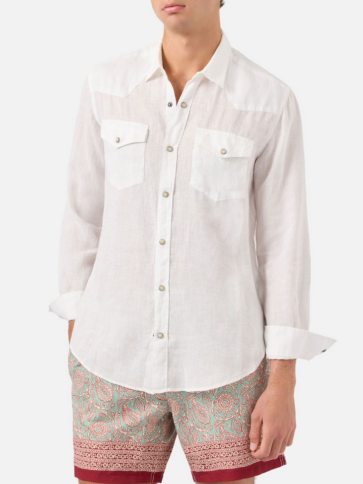 Camicia Greg in lino bianca