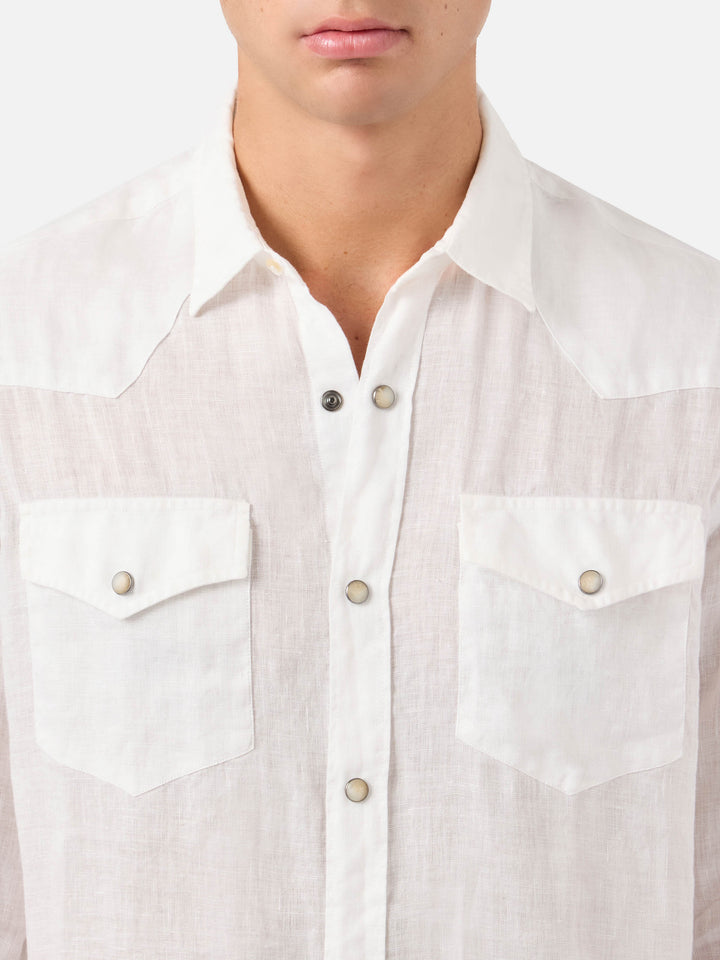 Camicia Greg in lino bianca