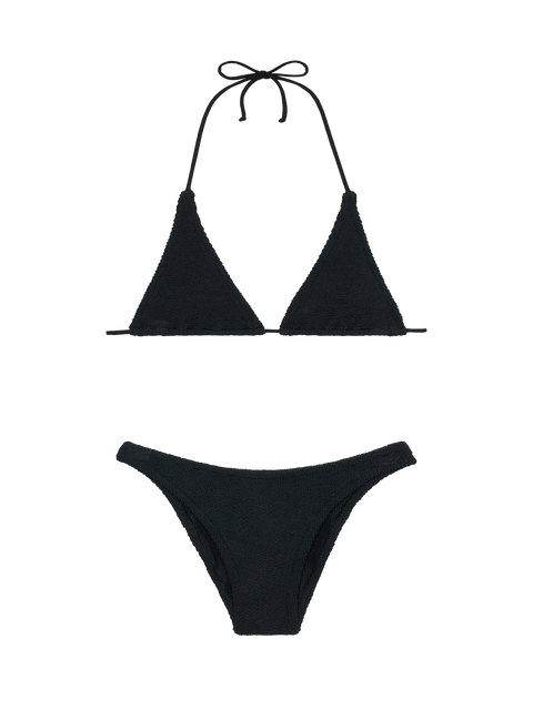 Woman black crinkle triangle bikini Guiana Elise - MC2 Saint Barth