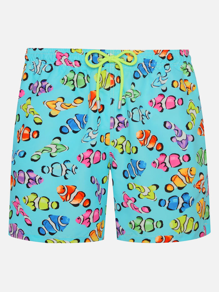 Klassische Herren-Badeshorts mit mehrfarbigem Clownfisch-Print