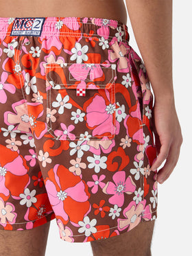 Mittellange Gustavia-Badeshorts mit Vintage-Blumenmuster