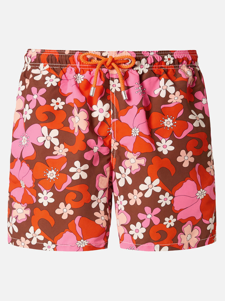 Mittellange Gustavia-Badeshorts mit Vintage-Blumenmuster