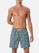 Man mid-length Gustavia swim-shorts with cashmere print